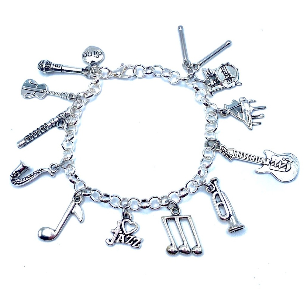 I Love Jazz Music Charm Bracelet